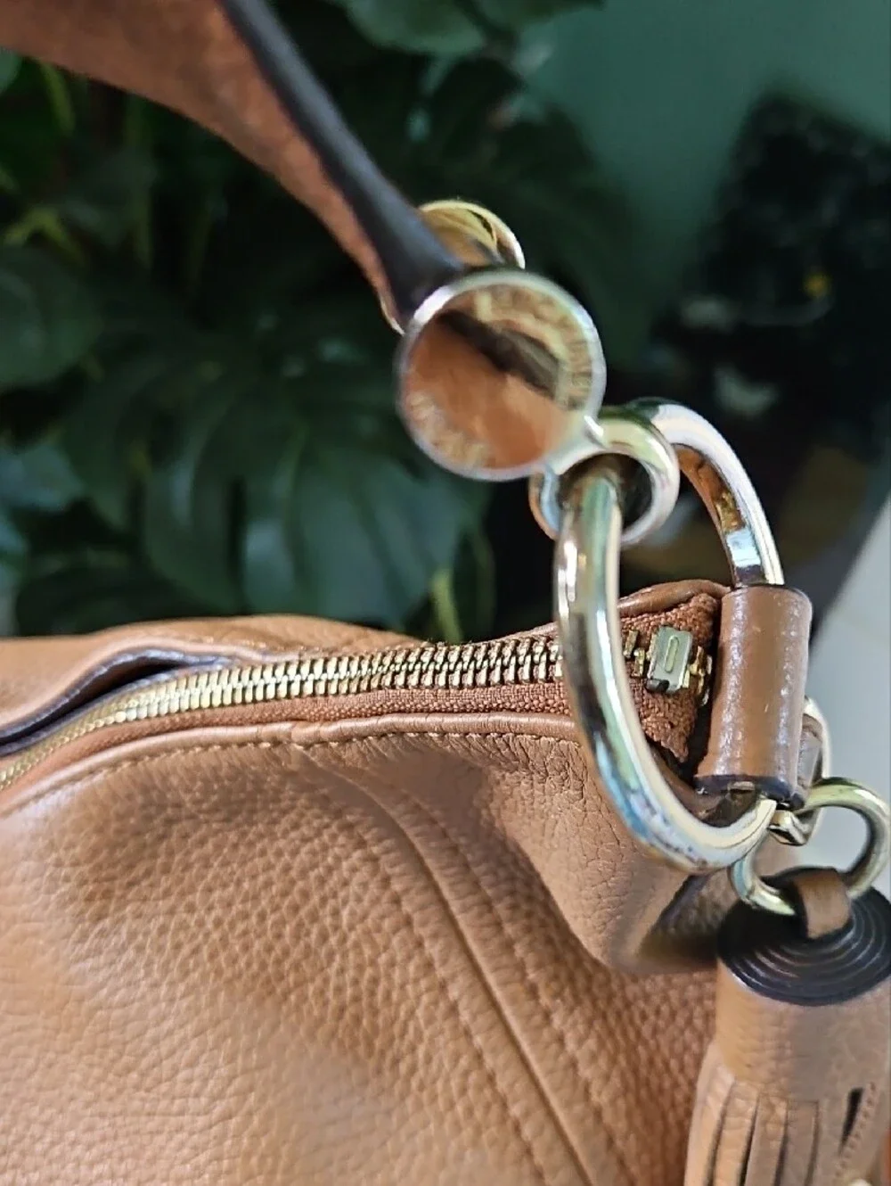 Michael Kors Lydia Large Hobo Shoulder Bag with Tassel in Pebbled Leather